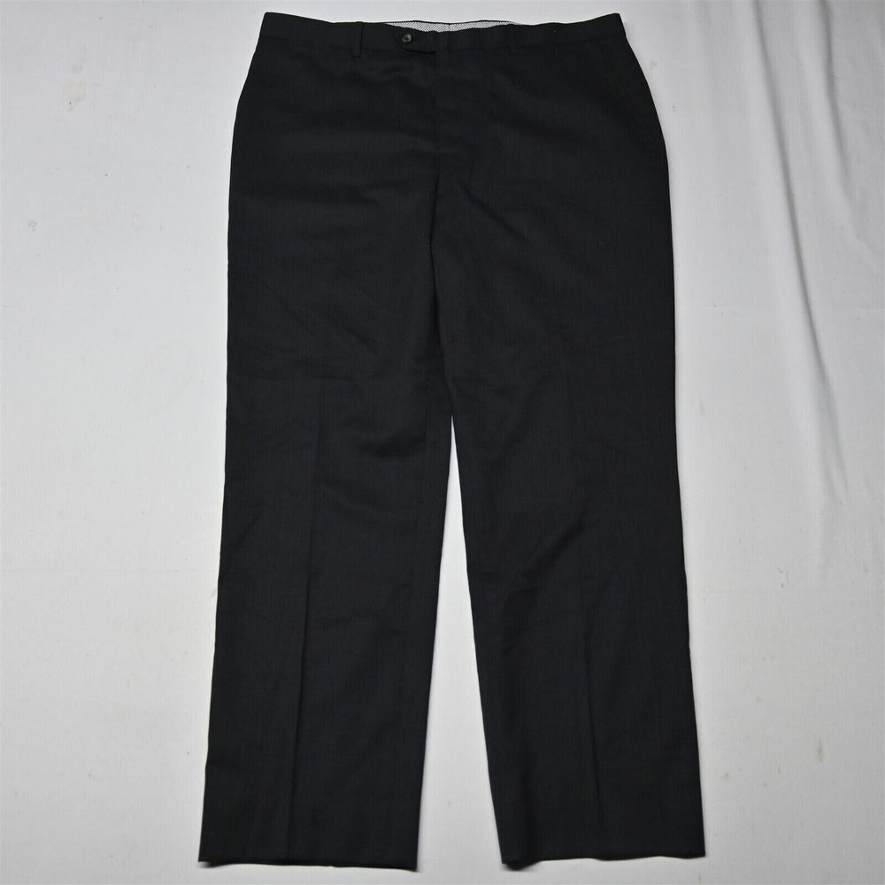 Bespoke 38x30 Charcoal‎ Gray Wool Flat Front Suit Trousers Mens Dress Pants